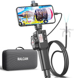 RALCAM articulating borescope with smartphone showing aircraft engine inspection and carrying case