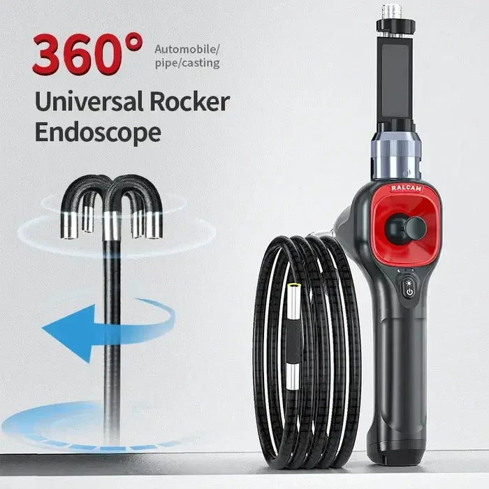 360° Universal Rocker Endoscope for automobile, pipe, casting inspection with flexible camera probe and handheld control