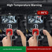 Handheld articulating borescope showing engine gears with high temperature warning at 90°C