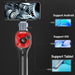 4-way articulating borescope camera with smartphone display showing metal gears, supports Android, iOS, tablets
