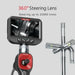 Ralcam articulating borescope with 360° steering lens showing mechanical gears on HD screen