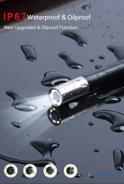 Articulating borescope with 6 LED lights, 6.2mm lens, waterproof and oilproof on wet surface