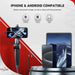 Articulating borescope with 85mm lens attached to smartphone showing engine inspection, compatible with iPhone, Android, and iPad