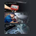 Hands using a borescope with HD screen for car air conditioner cleaning, pipe cleaning by technician, and industrial equipment cleaning