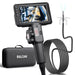 RALCAM articulating borescope with HD screen showing engine piston, flexible camera cable, and carrying case